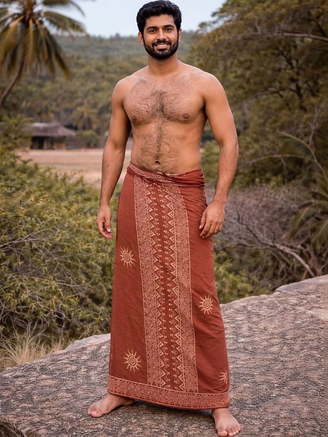 CRYSTAL HEAL Men Printed Cotton Blend Dhoti Dhotis - view 1