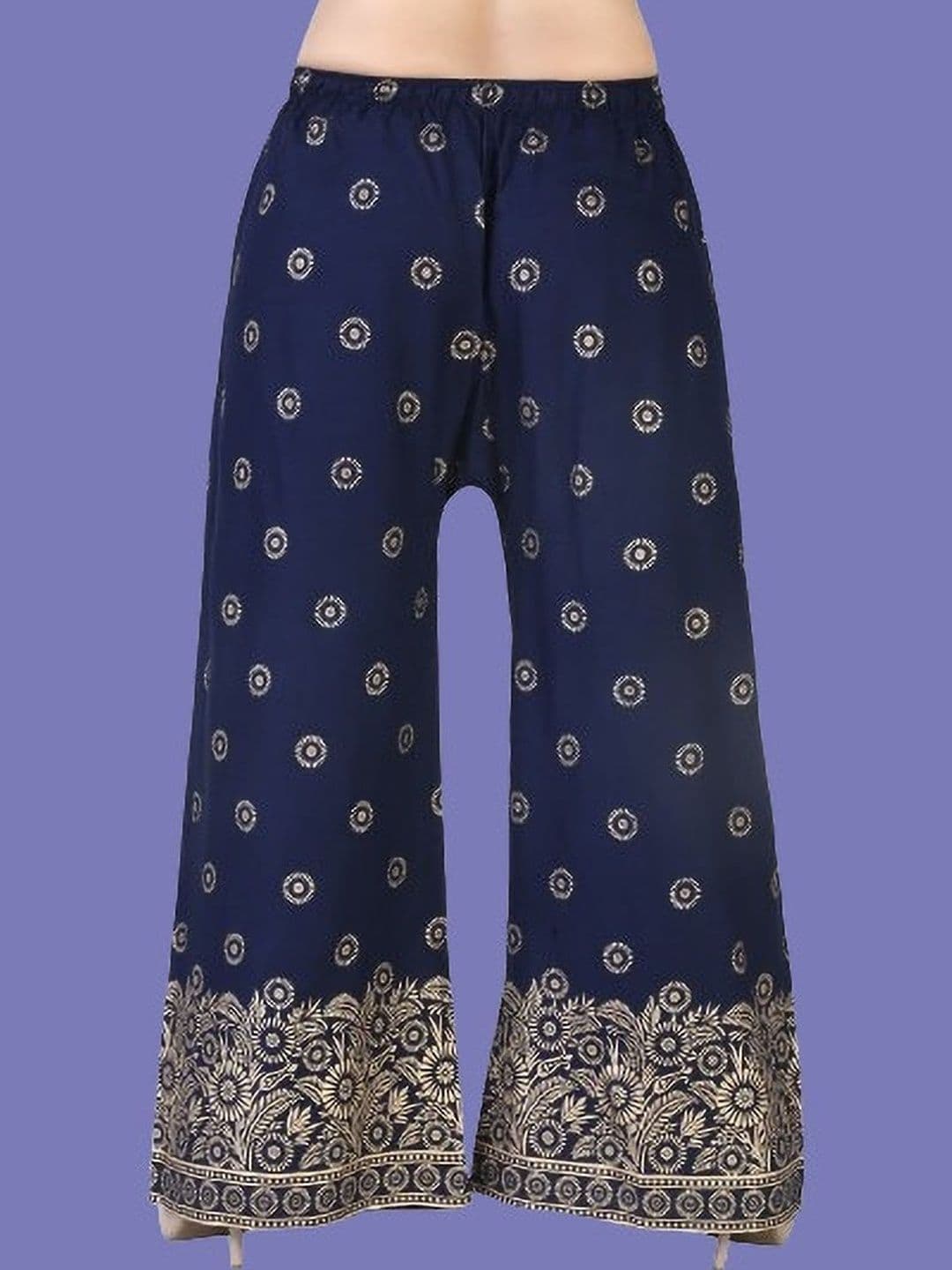 BINISH Women Ethnic Motifs Printed Flared Chambray Ethnic Palazzos - view 1
