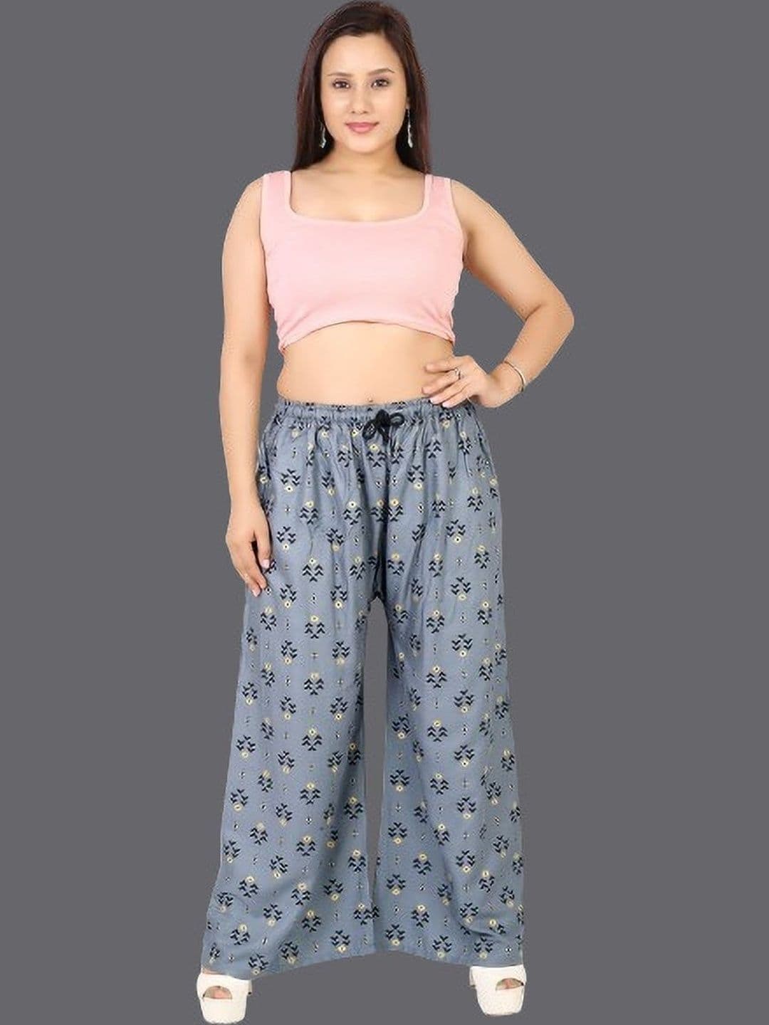 BINISH Women Ethnic Motifs Printed Chambray Ethnic Palazzos - view 1