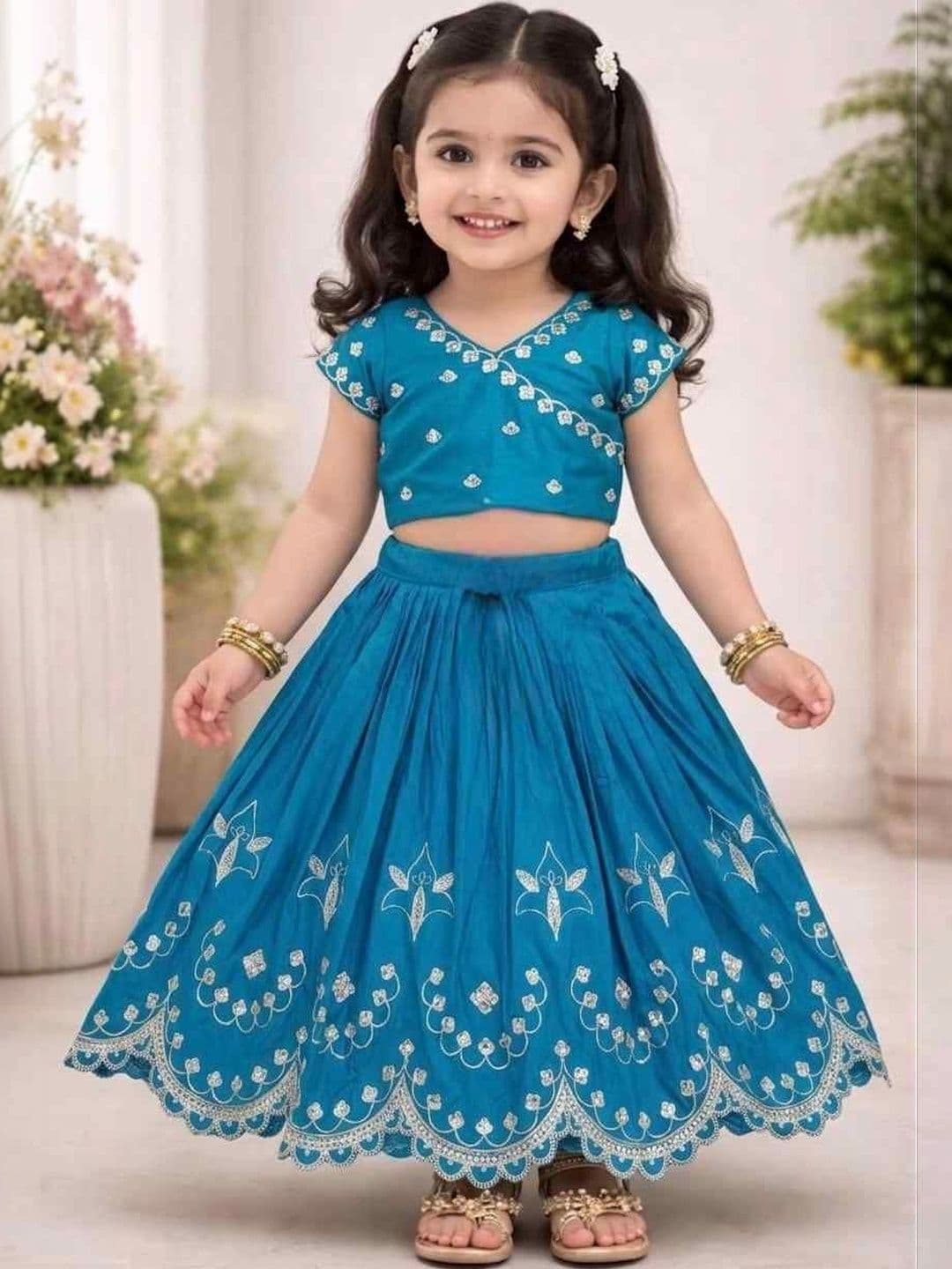 KALINI Girls Embroidered Thread Work Ready to Wear Lehenga & - view 1