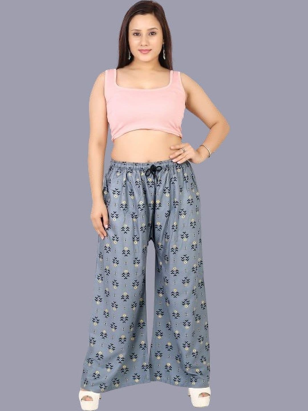 BINISH Women Ethnic Motifs Printed Chambray Ethnic Palazzos - view 1