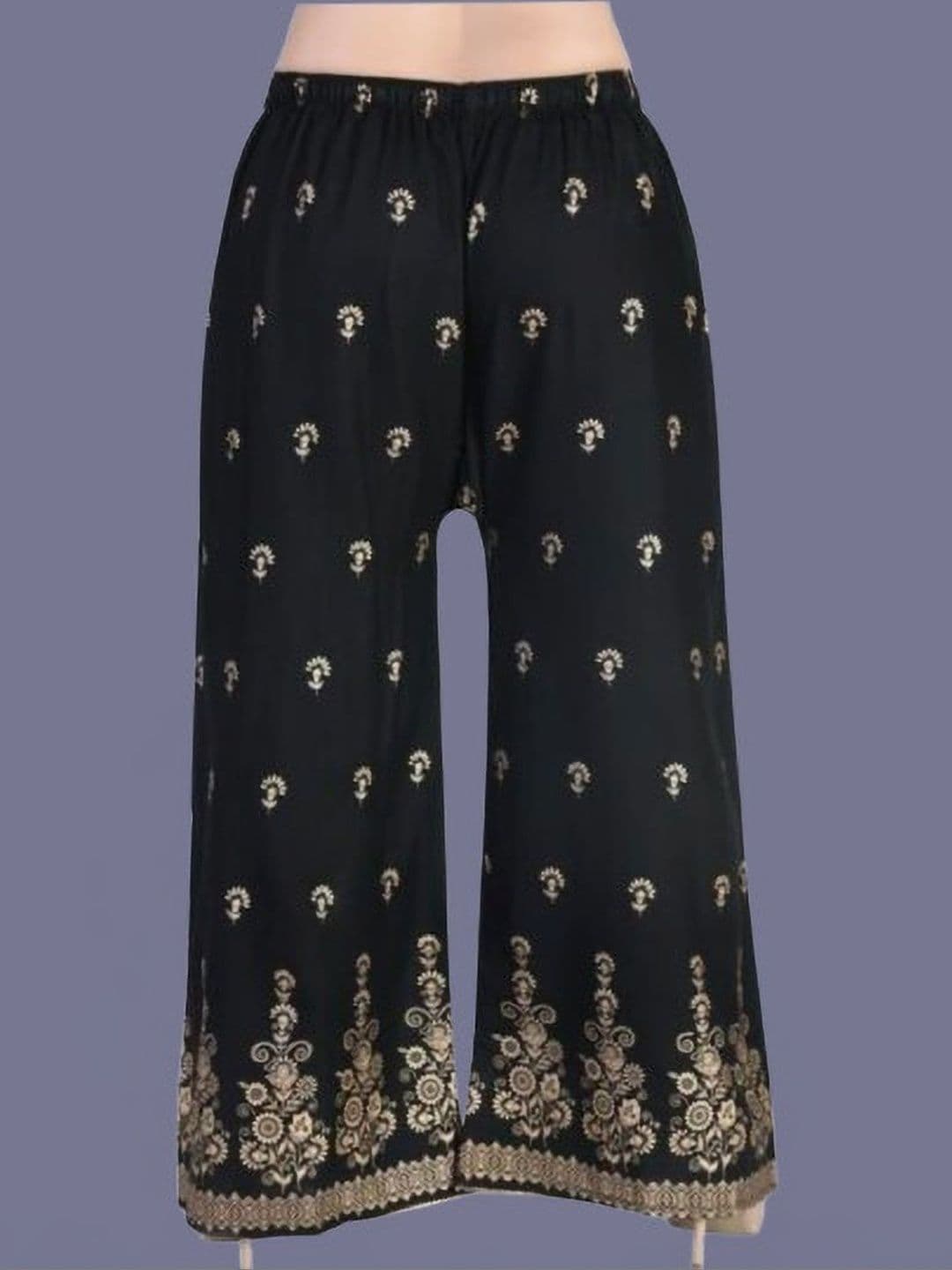 BINISH Women Ethnic Motifs Printed Chambray Cropped Ethnic Palazzos - view 1