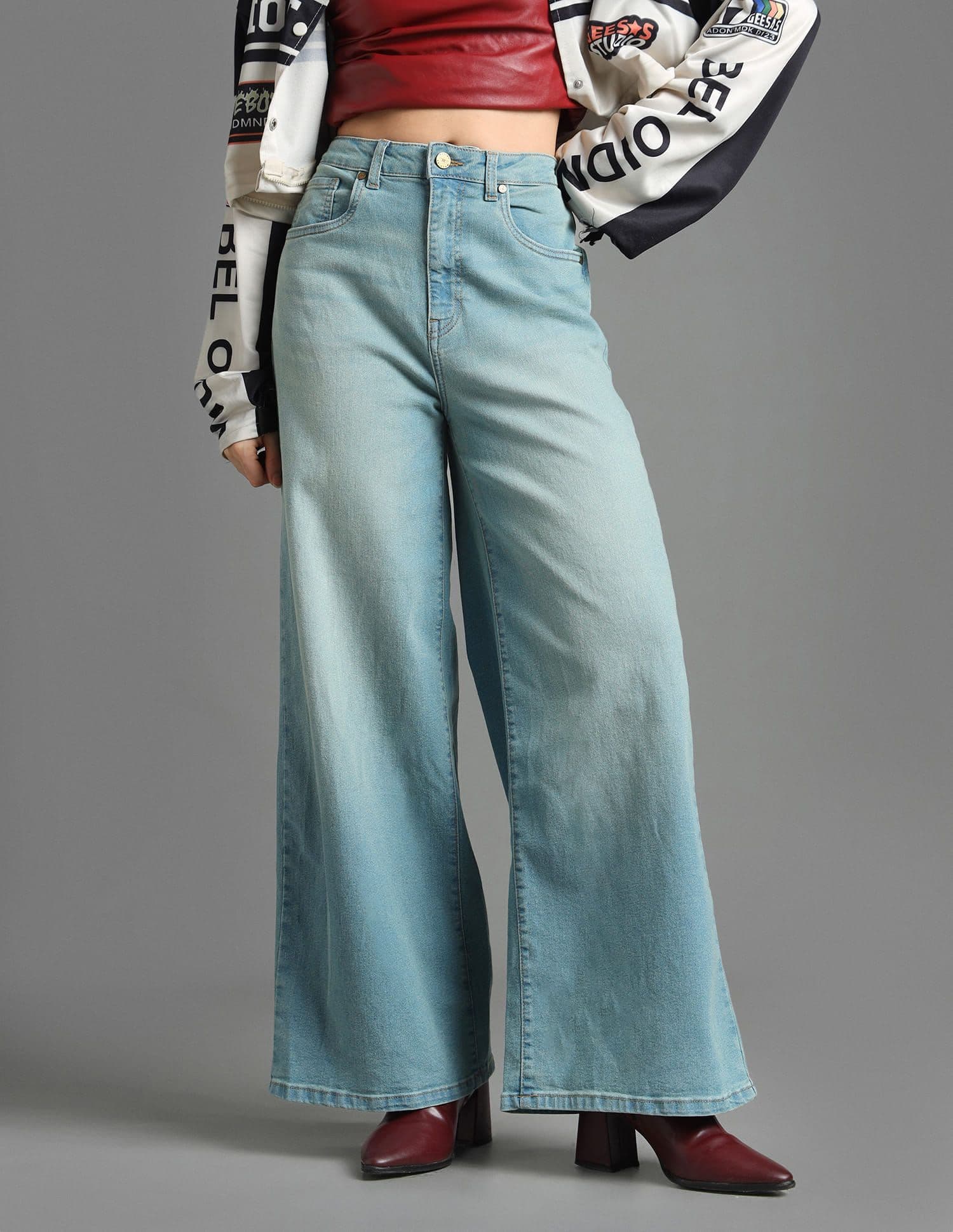 Flying Machine Women High Rise Ultra Wide Leg Stretchable Baggy Fit Jeans - view 1
