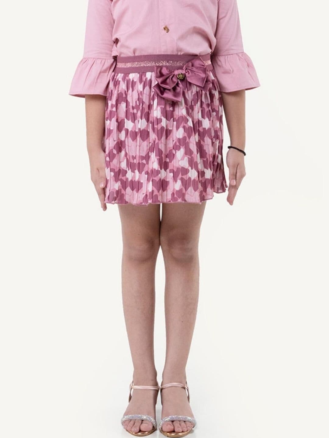 One Friday Girls Abstract Frills Bows and Ruffles Mini Flared Skirt - view 1
