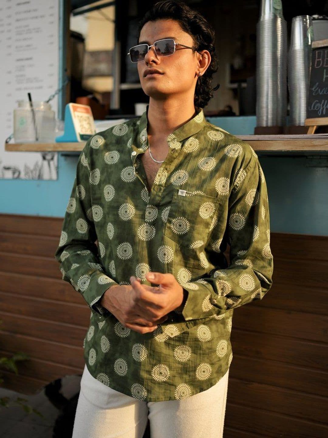 Hues Fab Men Geometric Printed Kurta - view 1