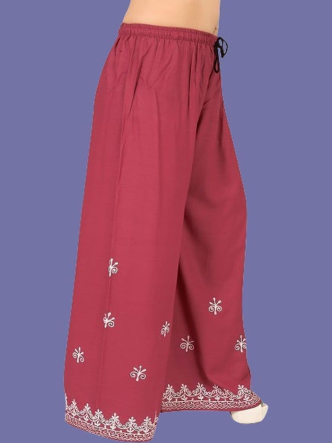 BINISH Women Ethnic Motifs Embroidered Chambray Ethnic Palazzos - view 1