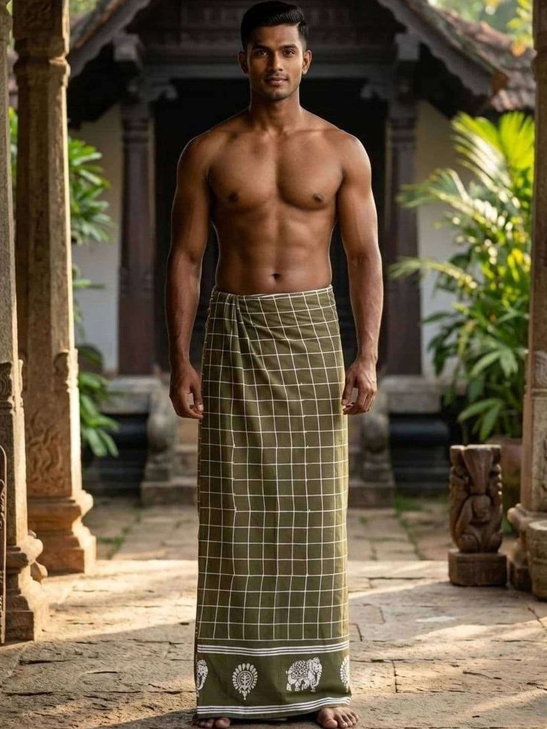 CRYSTAL HEAL Men Printed Cotton Blend Dhoti Dhotis - view 1