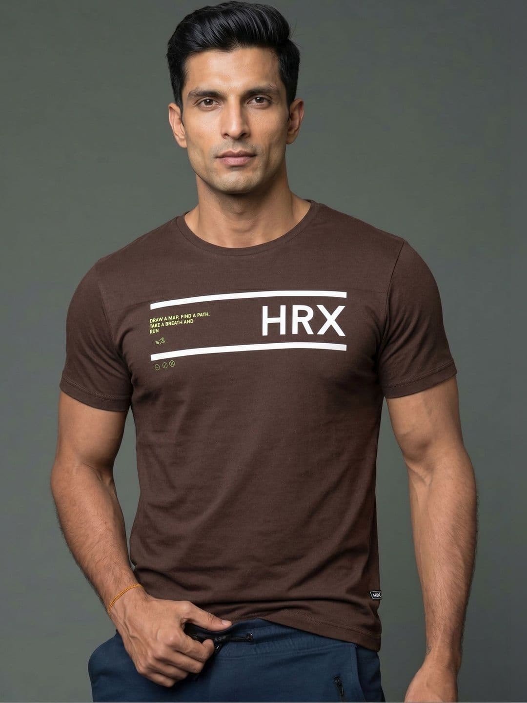 HRX by Hrithik Roshan Brand Logo Printed Short Sleeves Cotton T-shirt - view 1