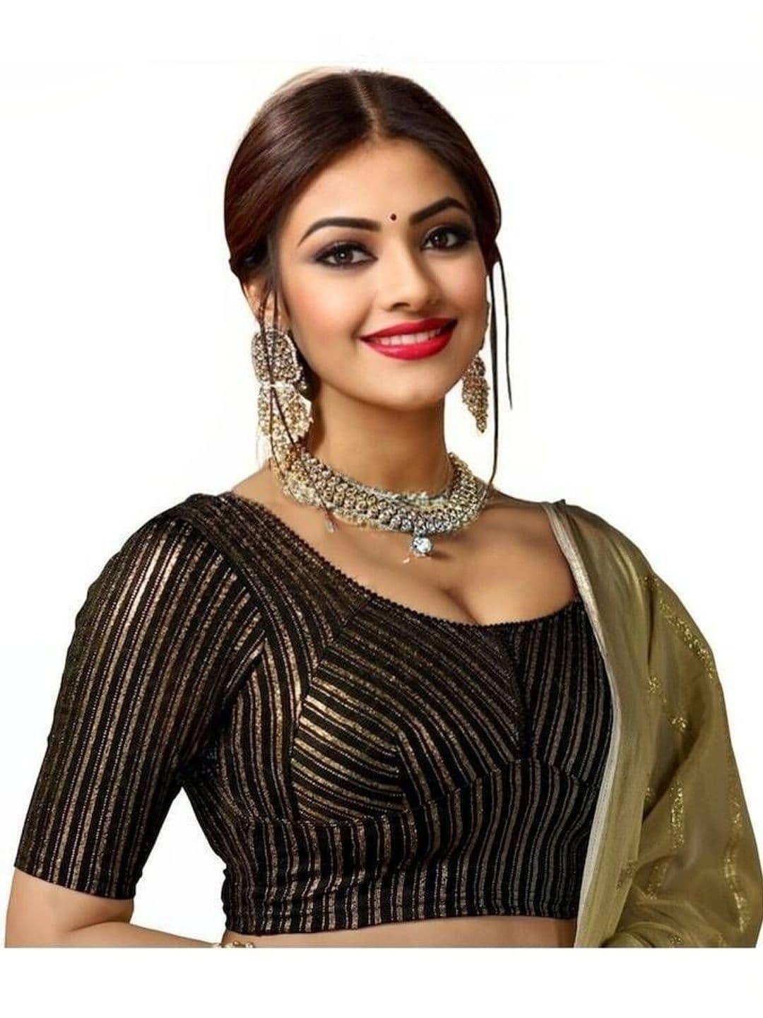 NAVKA FASHION Cotton Blend Woven Design Zari Saree Blouse - view 1