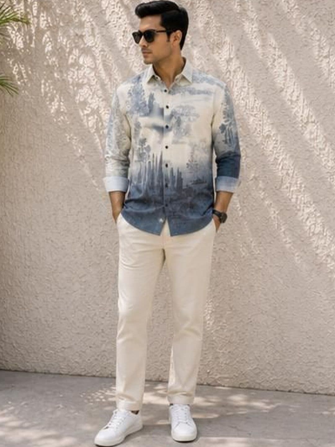Vesido Men Classic Sheer Printed Casual Shirt - view 1