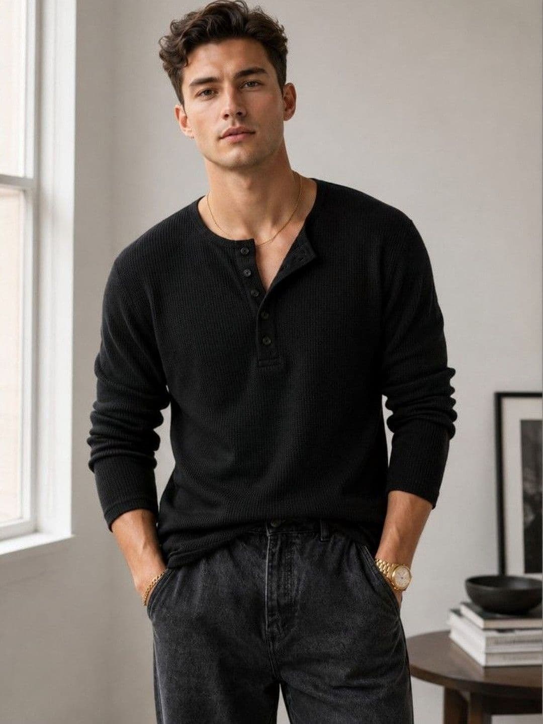 Netclick Men Henley Neck T-shirt
