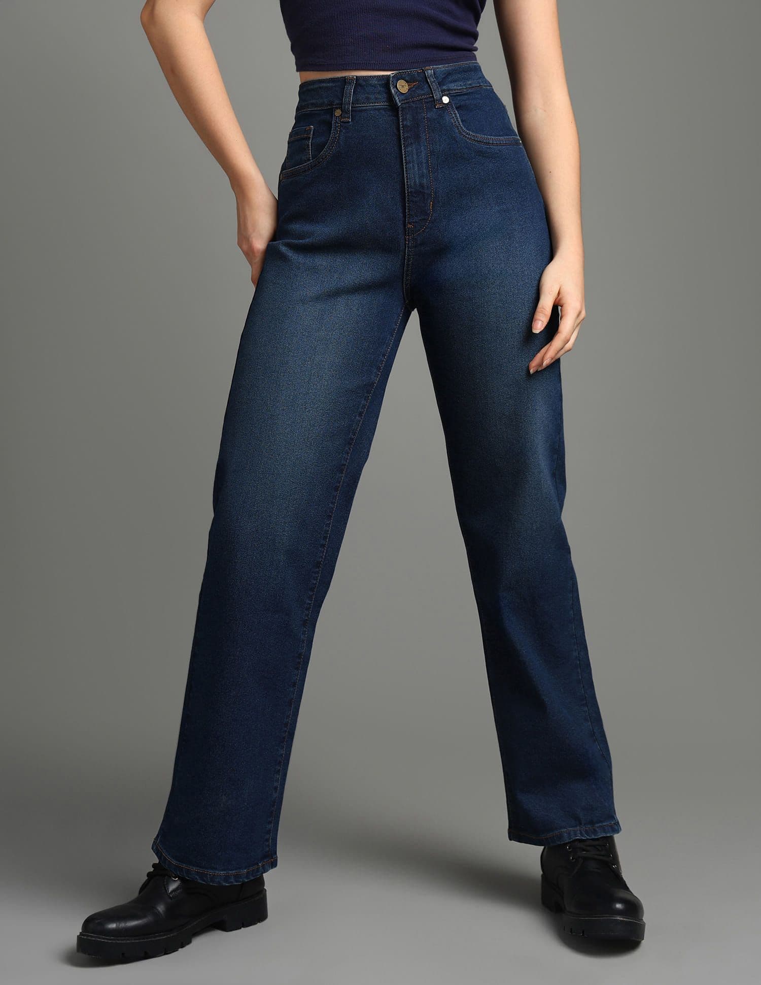 Flying Machine Women Straight Fit High-Rise Clean Look Stretchable Jeans - view 1