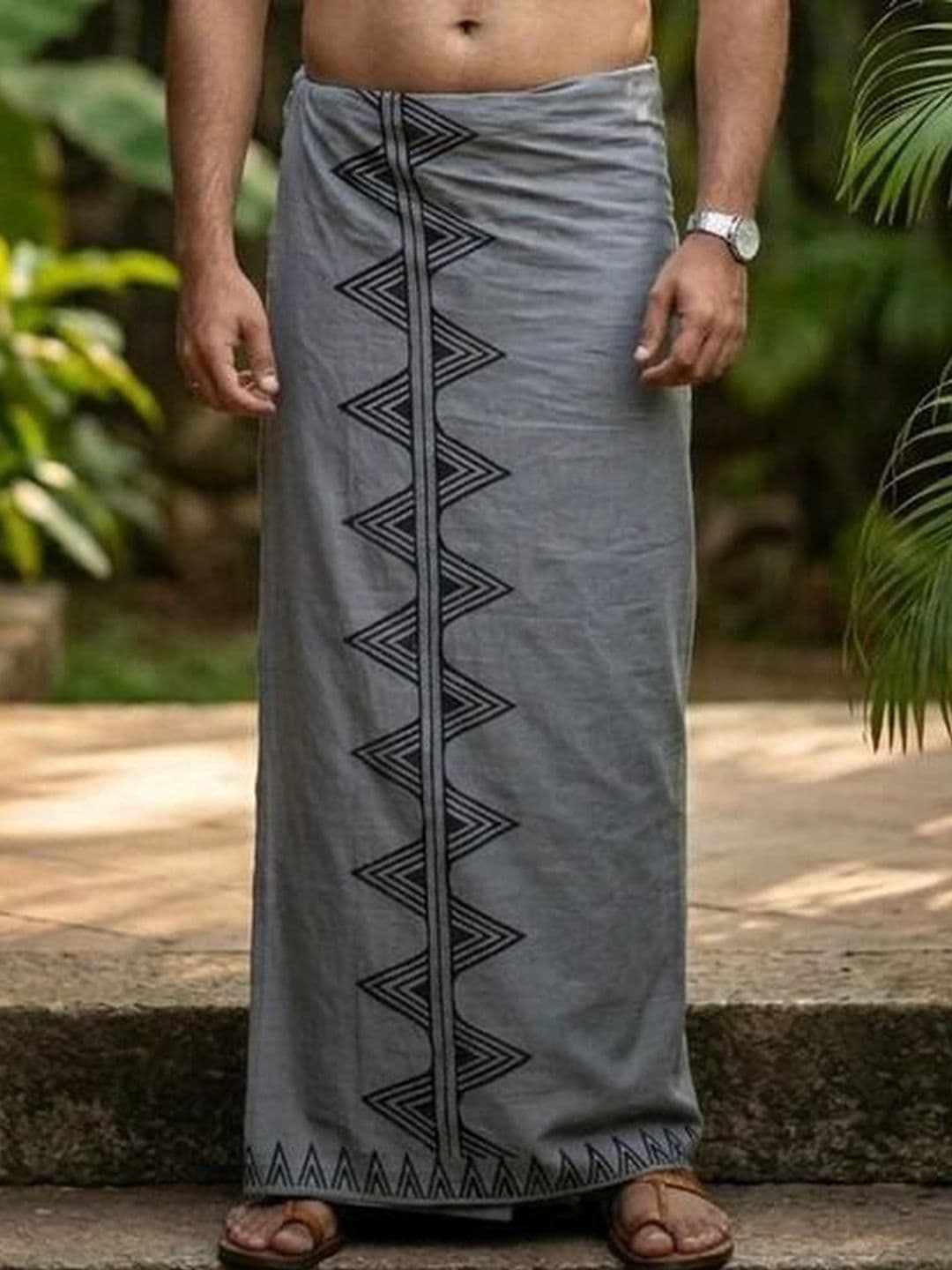 CRYSTAL HEAL Men Printed Cotton Blend Dhoti Dhotis - view 1