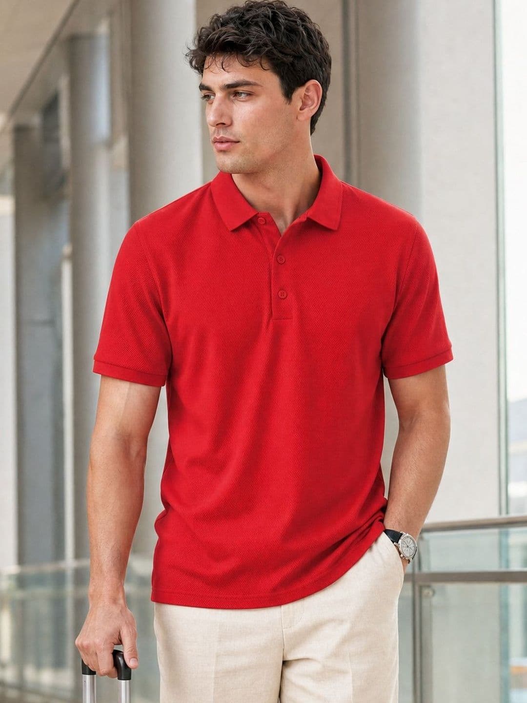 NOBERO Men Solid Regular Fit Pure Cotton Polo Collar T-shirt - view 1