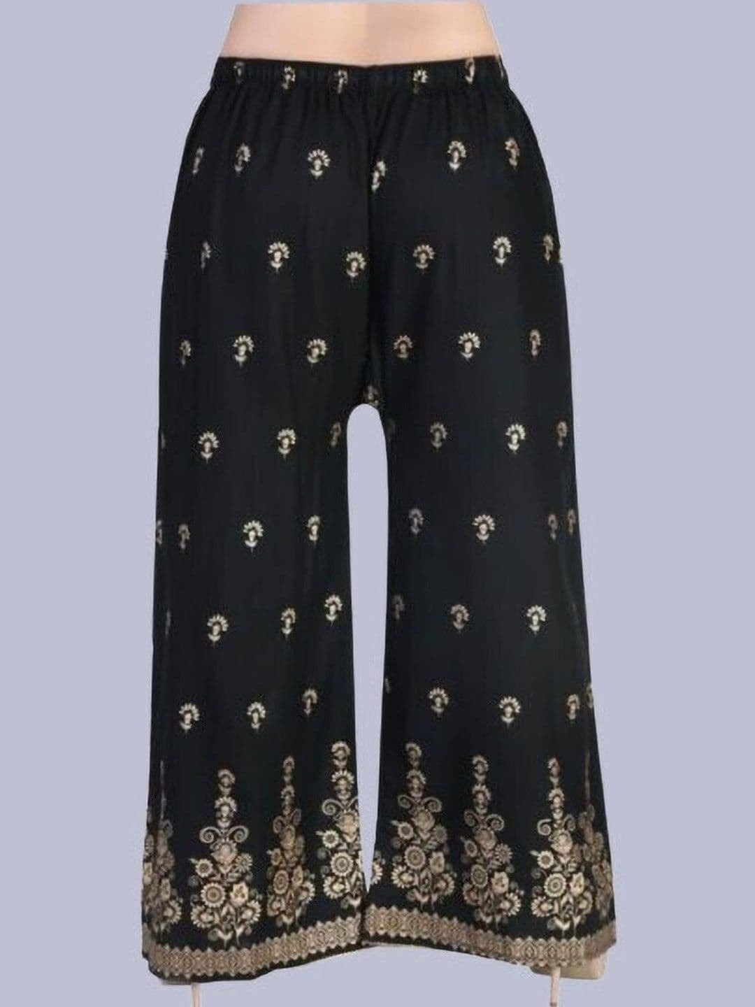 BINISH Women Ethnic Motifs Printed Chambray Cropped Ethnic Palazzos - view 1