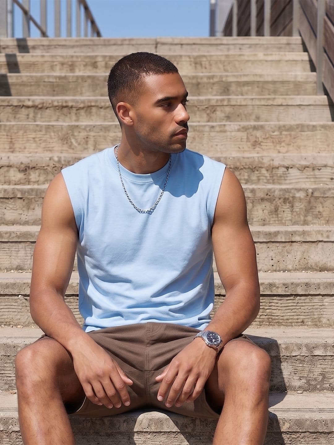 The Roadster Life Co. Relaxed Fit Sleeveless Pure Cotton T-shirt - view 1