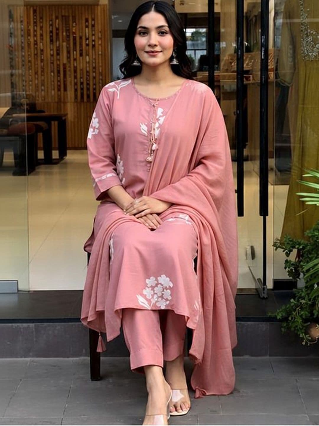 Khalish Women Floral Printed Regular Pure Cotton Kurta with Trousers & With Dupatta - view 1