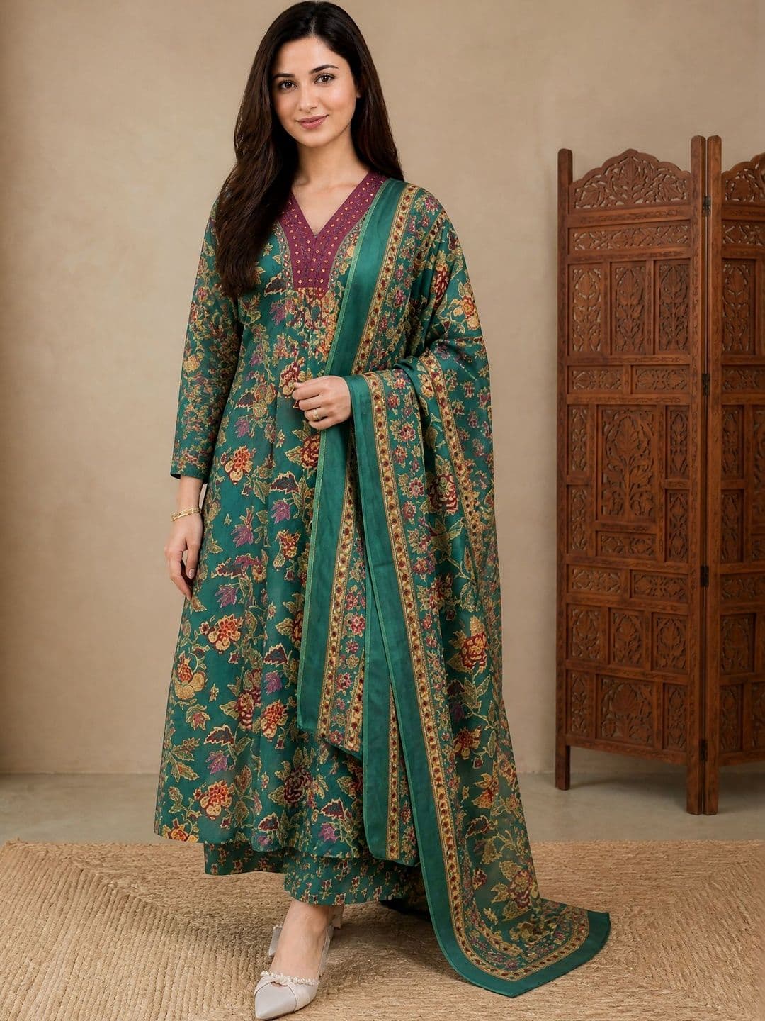 Moda Rapido Women Floral Printed Regular Kurta with Palazzos & With Dupatta - view 1