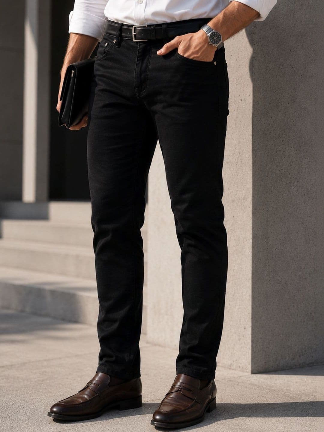 Hancock Men Comfort Straight Fit Mid-Rise Stretchable Jeans - view 1
