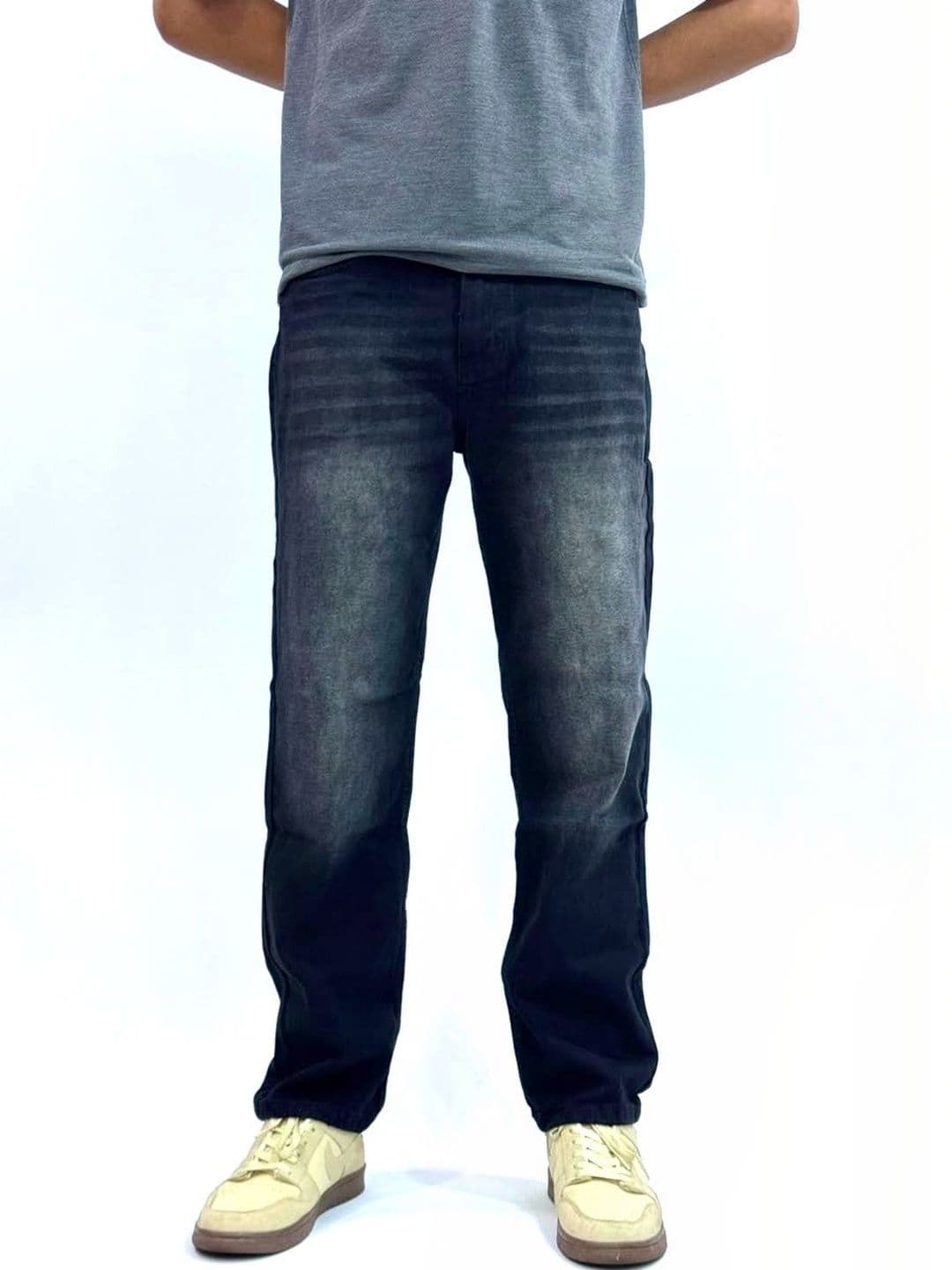 me Queen Men Straight Fit Mid-Rise Low Distress Light Fade Jeans - view 1