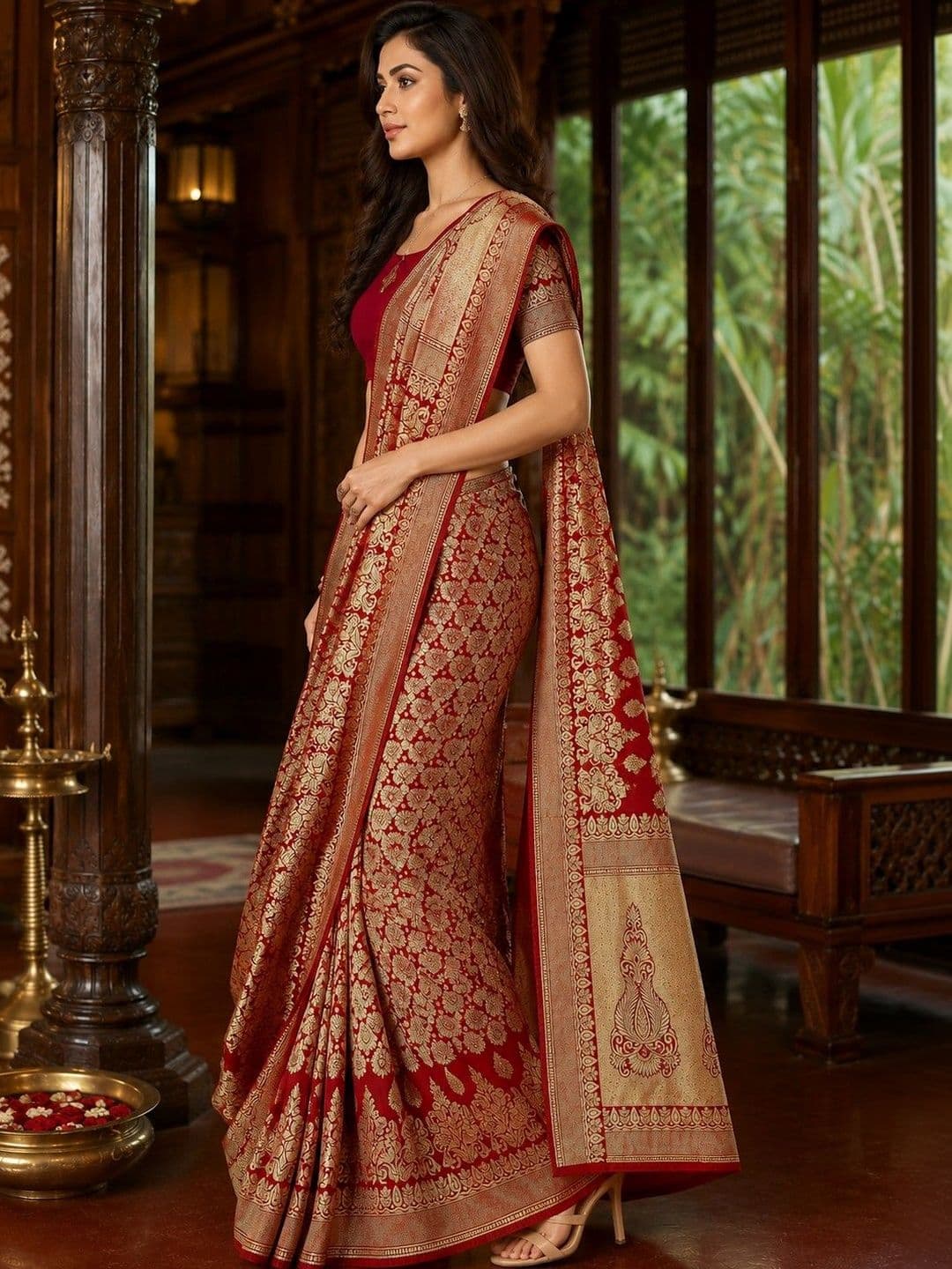 Sangria Woven Design Zari Art Silk Kanjeevaram Saree - view 1