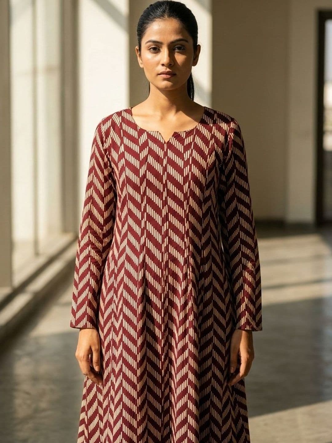 flipFabric Women Chevron Printed Anarkali Kurta - view 1