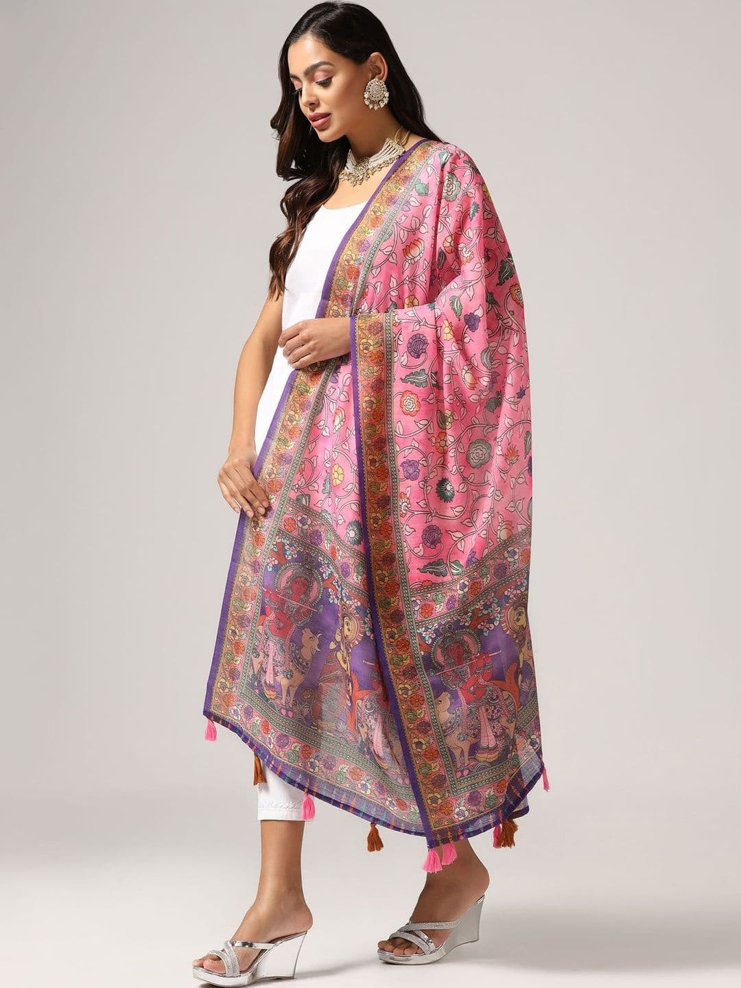 KAHIRAA WHOLETEX Floral Printed Dupatta - view 1