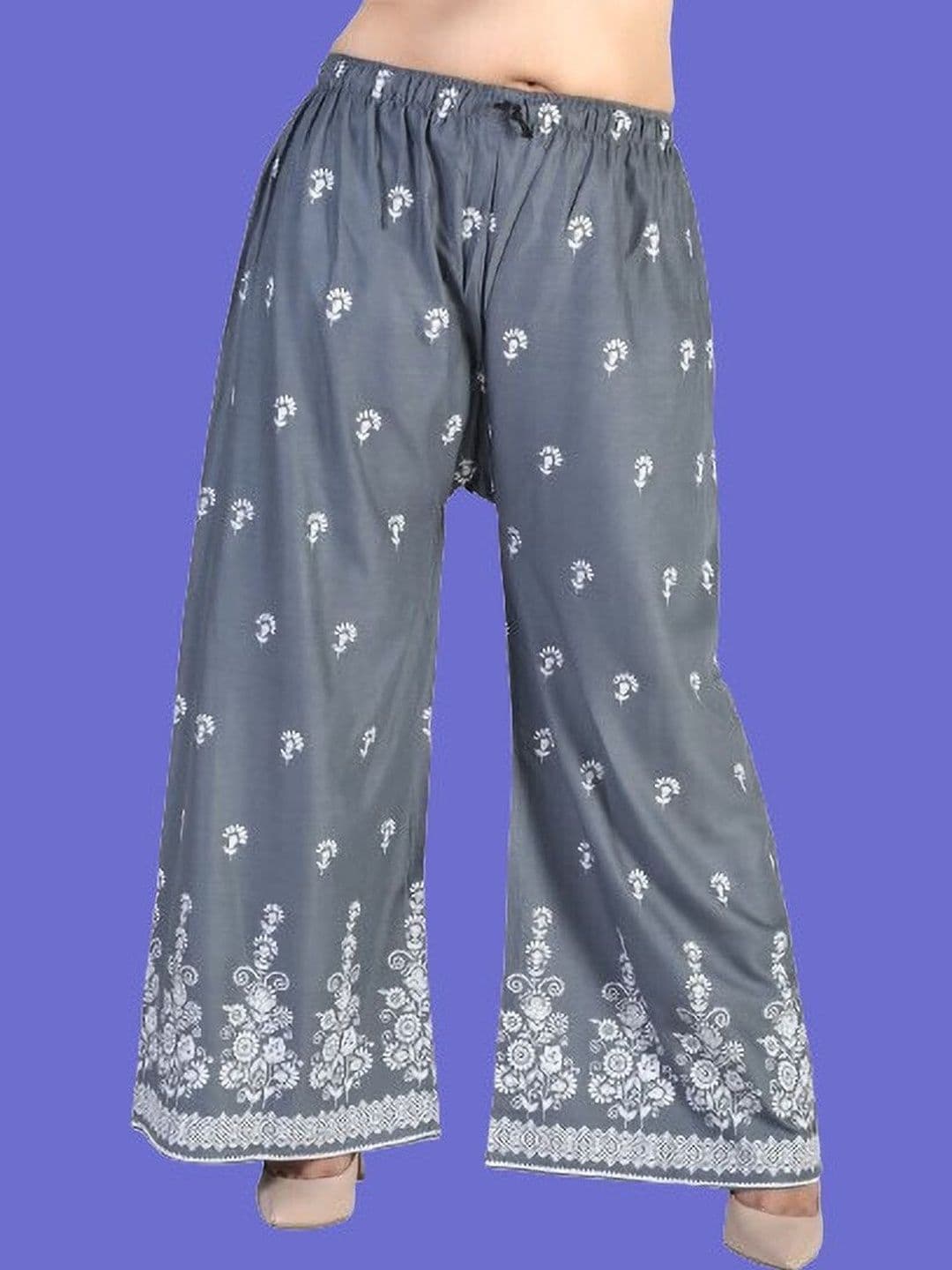 BINISH Women Floral Printed Chambray Ethnic Palazzos - view 1