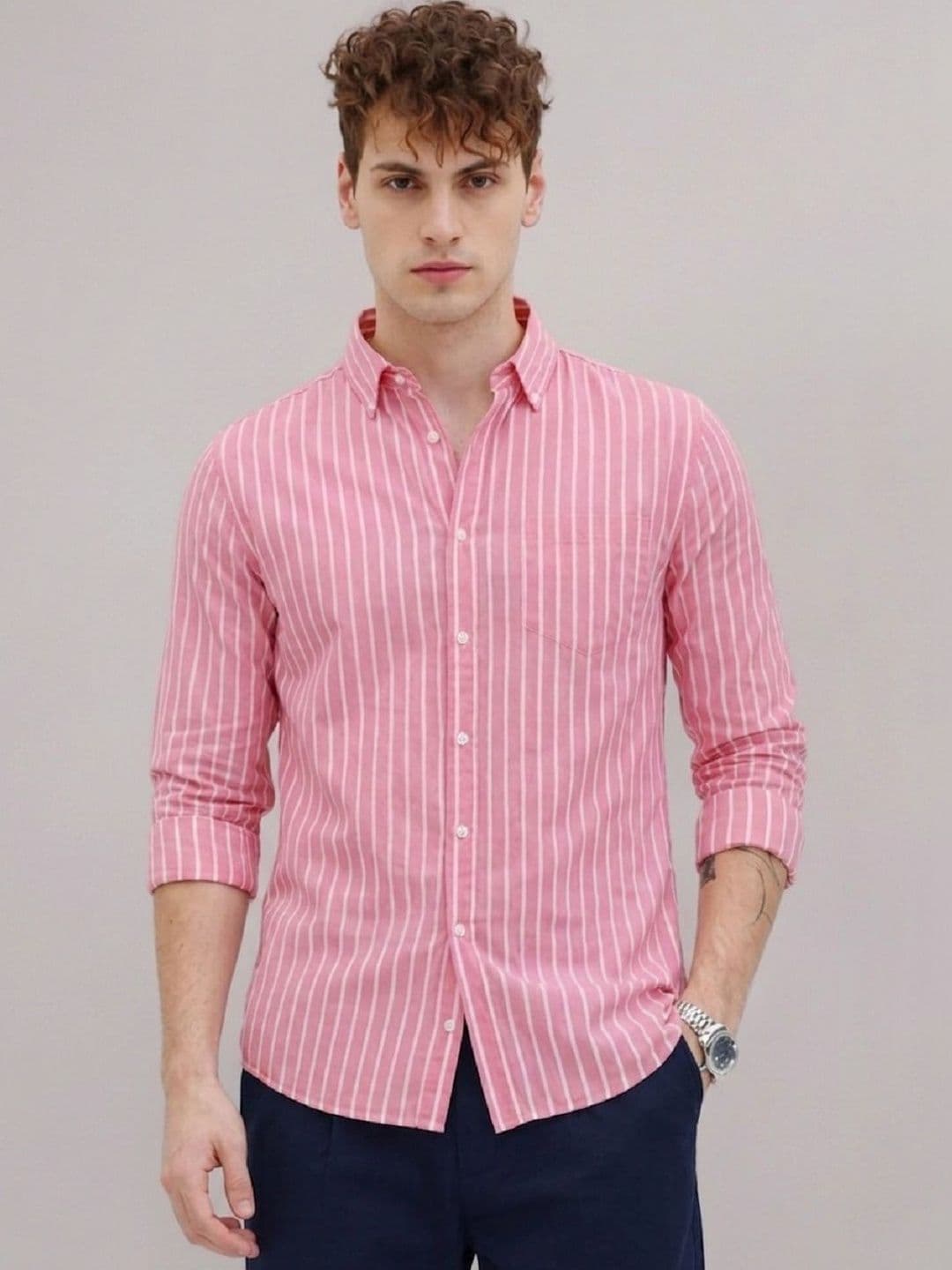 FUNKY RICH Men Standard Striped Casual Shirt - view 1