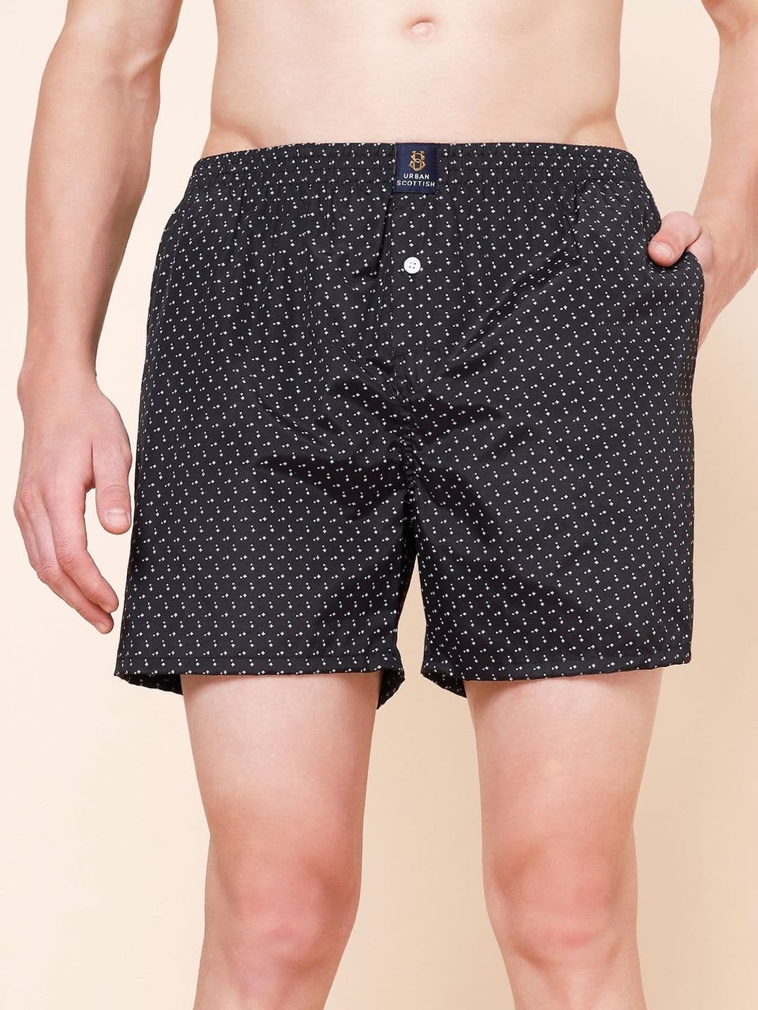 URBAN SCOTTISH Pack Of 2 Printed Pure Cotton Boxers With Side Pockets - view 1