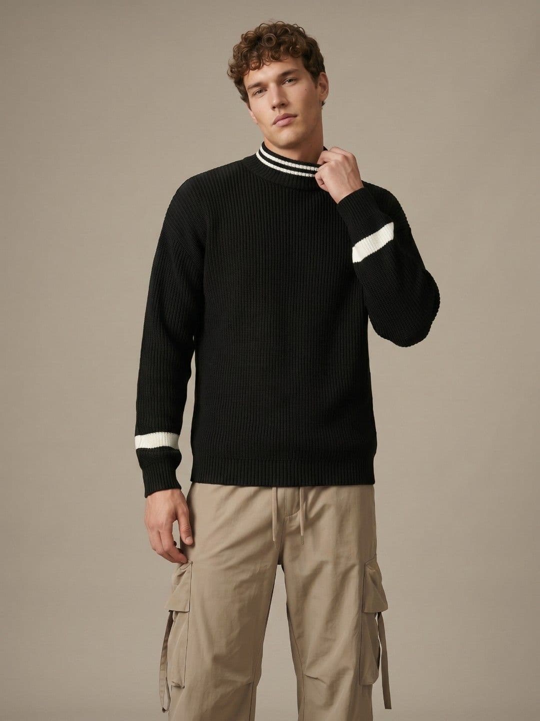 glitchez Pure Acrylic Turtle Neck Knitted Sweaters - view 1
