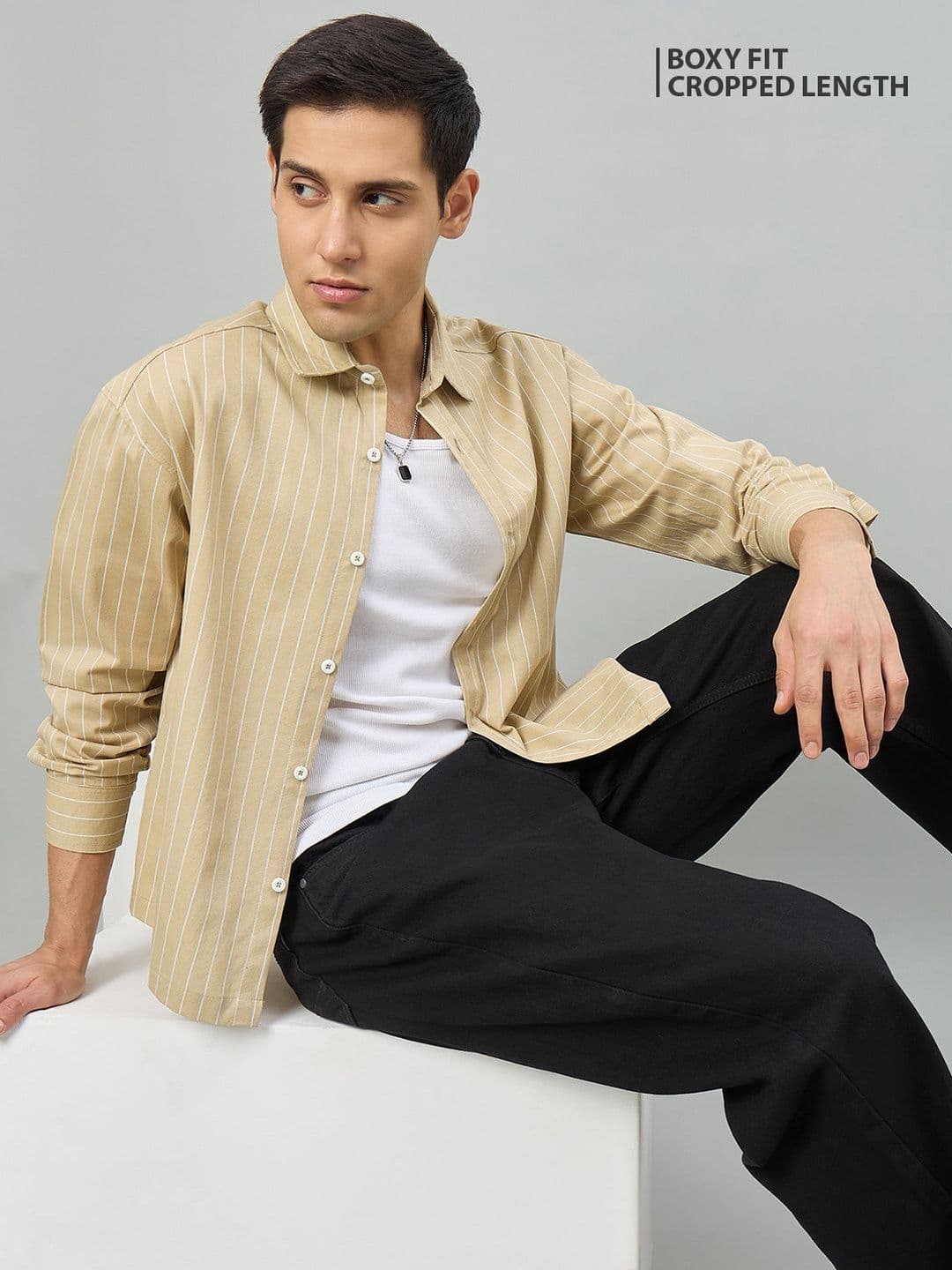 CHIMPAAANZEE Men Boxy Striped Casual Shirt - view 1