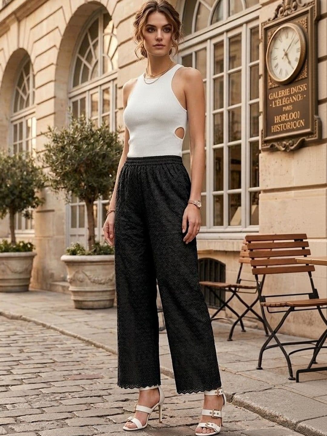 TNQ Women Embroidered Cropped Palazzos - view 1