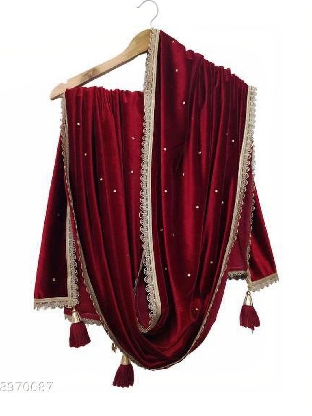 KAHIRAA WHOLETEX Velvet Dupatta with Beads and Stones - view 1