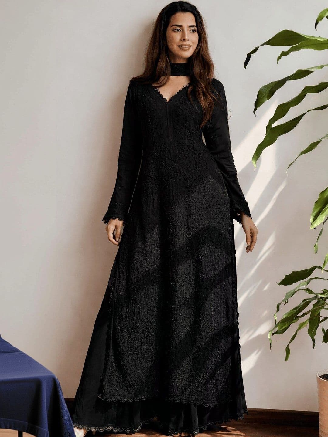 Maeswag Women Ethnic Motifs Embroidered Regular Thread Work Kurta with Palazzos & With Dupatta - view 1