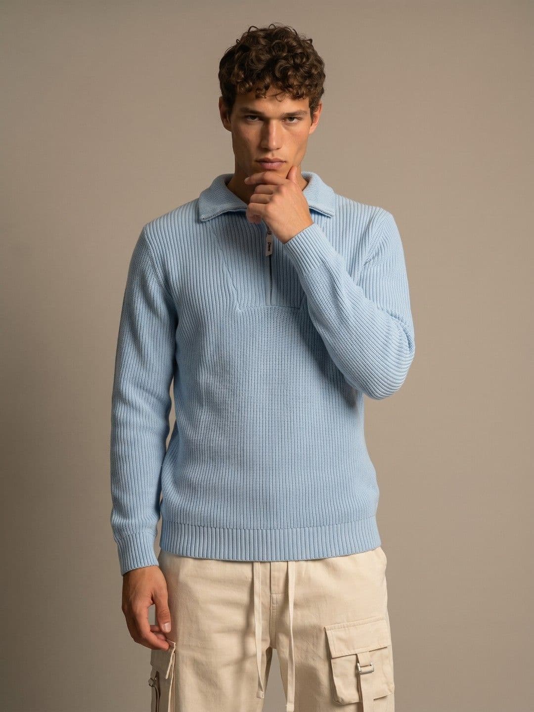 glitchez Shirt Collar Knitted Pullover - view 1