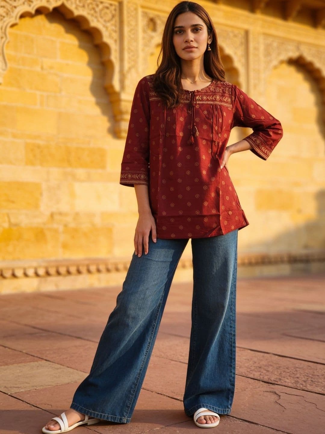 Rangita Women Ethnic Motifs Printed Thread Work Indie Prints Kurti - view 1