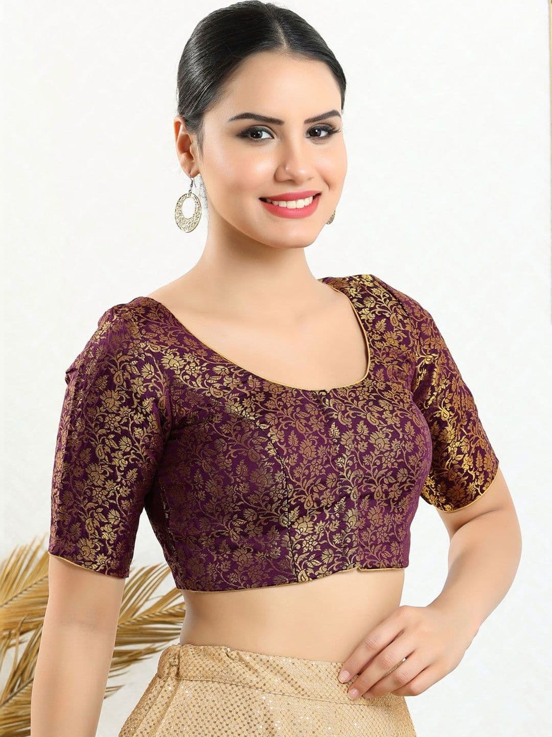 VAMAS - THE DESIGNER BLOUSES Round Neck Readymade Saree Blouse - view 1
