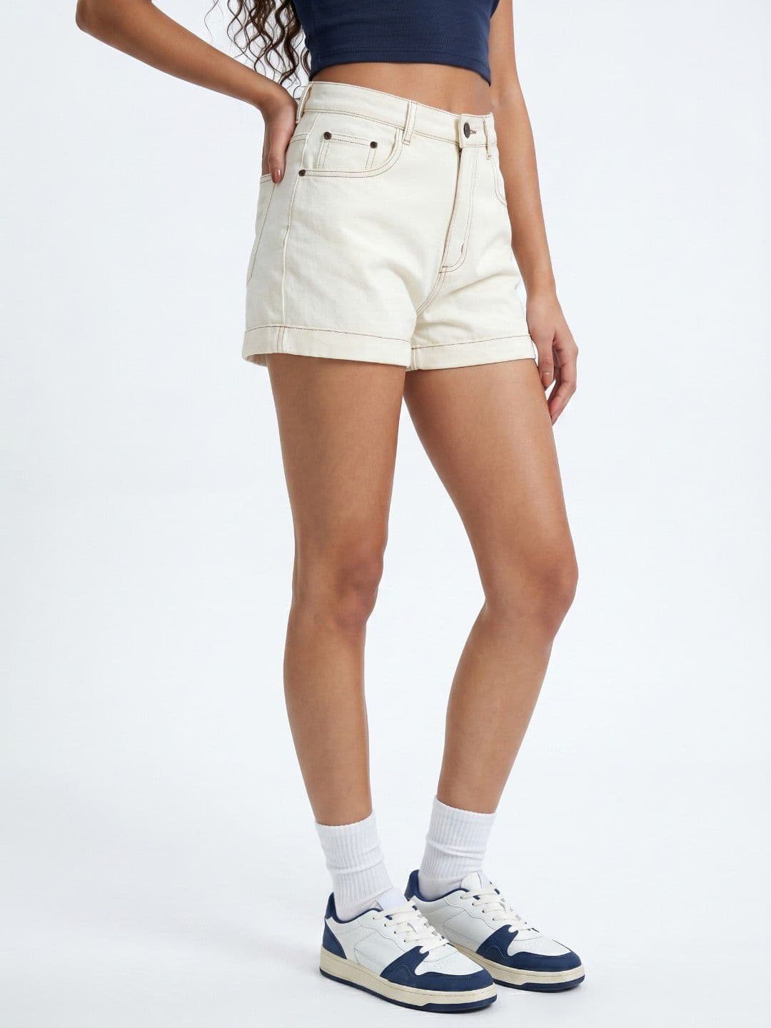 glitchez Women Pure Cotton Relaxed Fit Denim Shorts - view 1