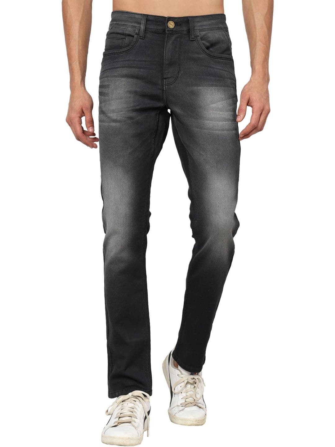 DENIM EDGE Men Regular Fit Mid-Rise Low Distress Stretchable Jeans - view 1