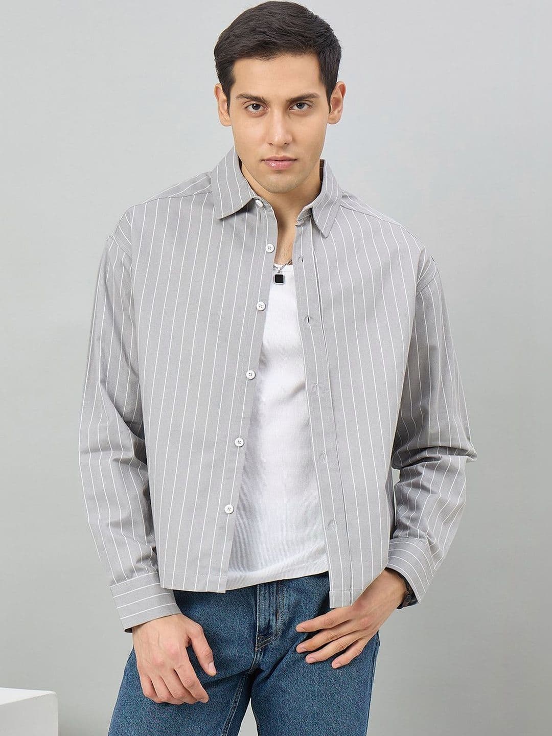 CHIMPAAANZEE Men Boxy Striped Casual Shirt - view 1