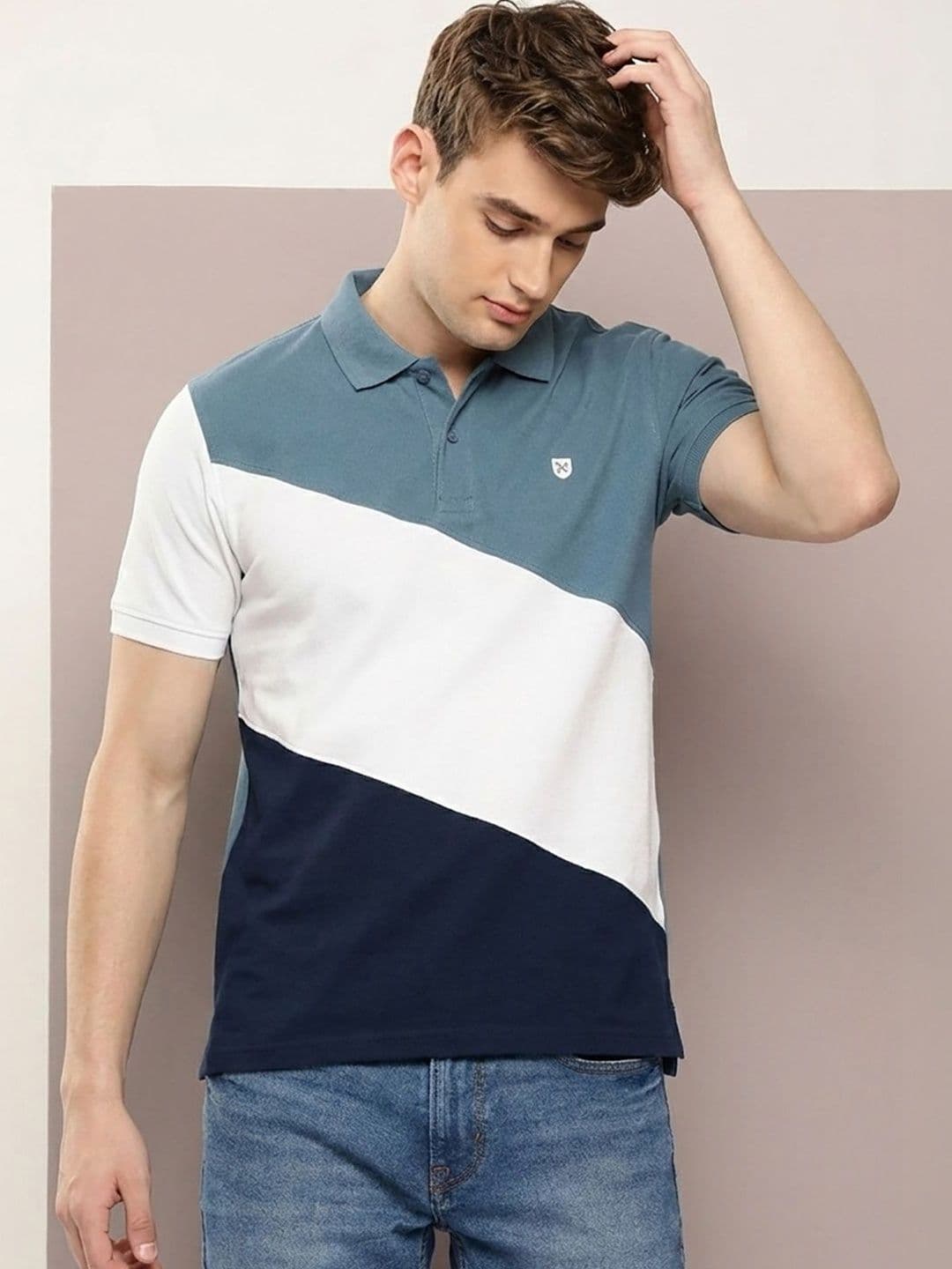 Kook N Keech Men Colourblocked Polo Collar T-shirt - view 1