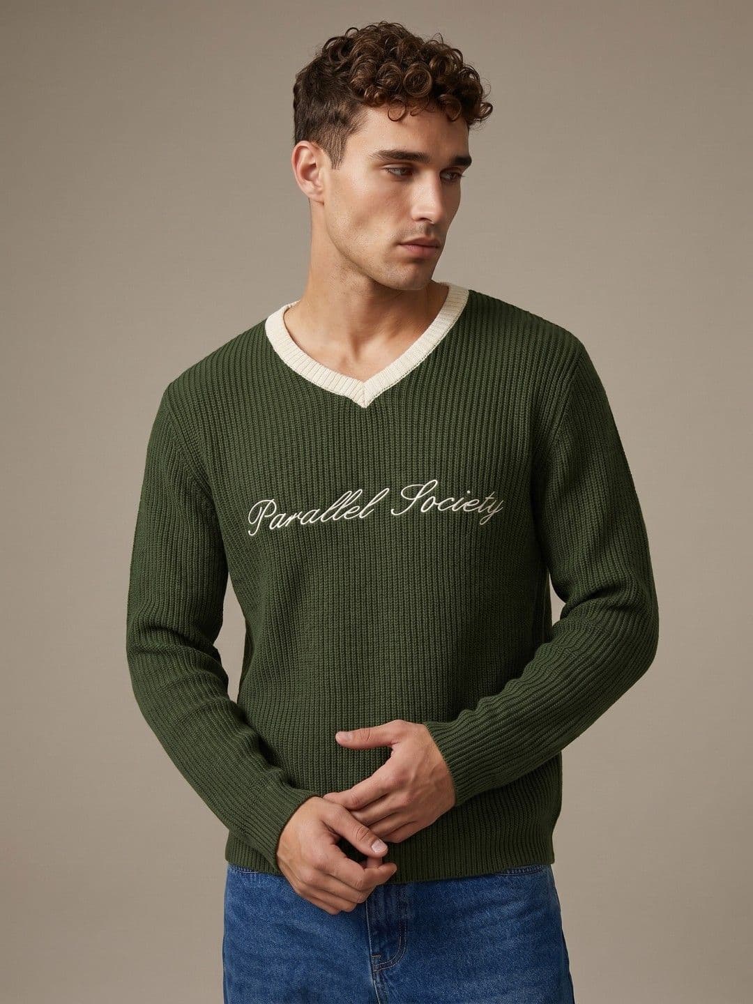 glitchez Embroidered Ribbed Pullover Sweaters - view 1