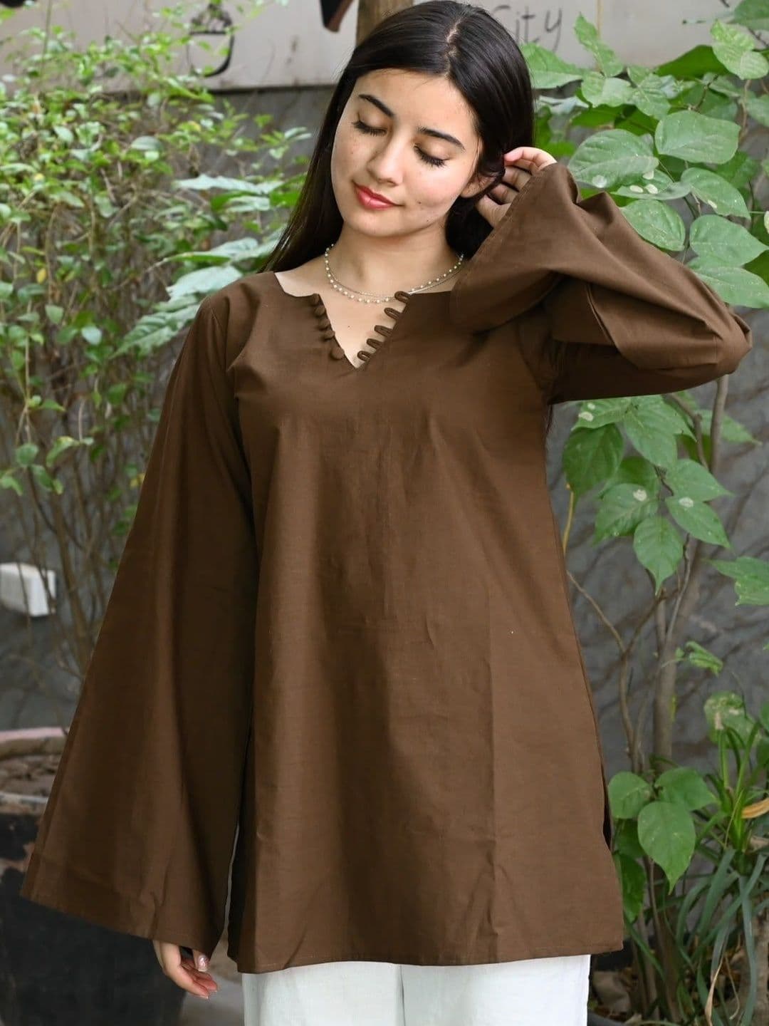 AAFAMI Women Flared Sleeves Handloom Kurta - view 1