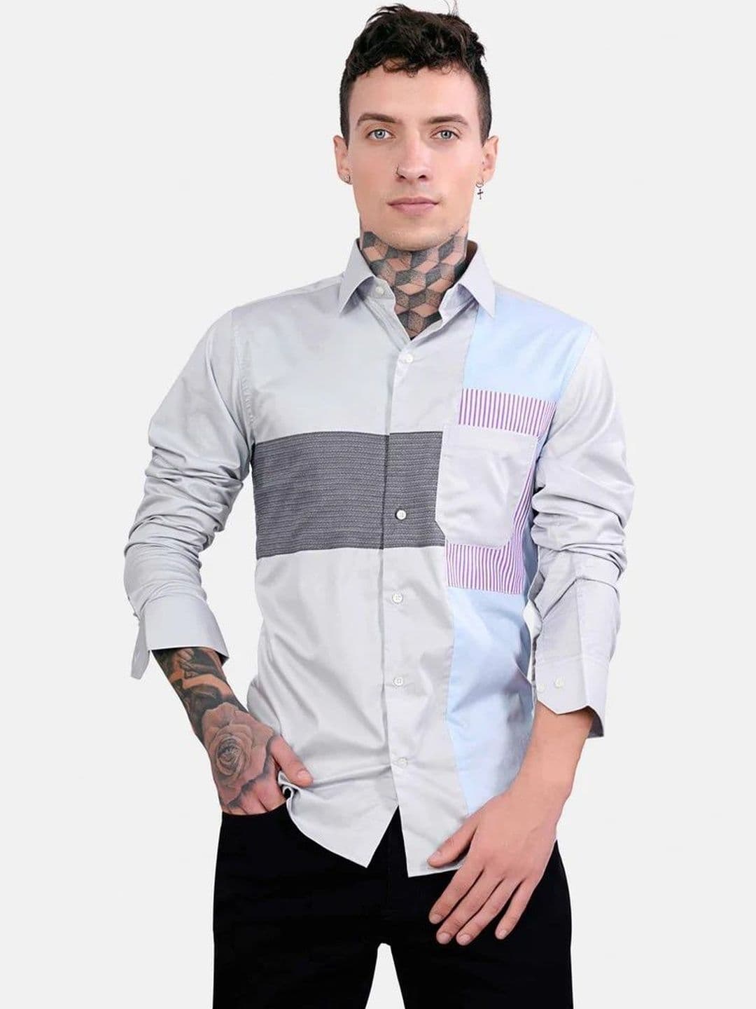 FRENCH CROWN Men Standard Colourblocked Casual Shirt - view 1