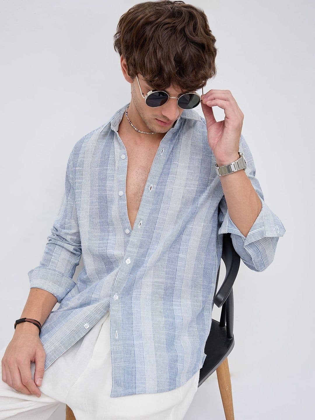 VASTRADO Blue & White Refined Multi Striped Shirt - view 1
