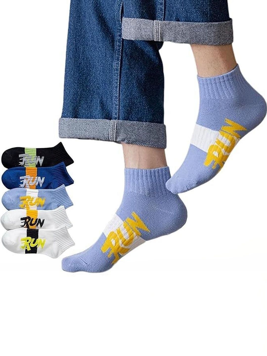 MERCEHIVE Men Pack of 5 Cotton Patterned Ankle Length Socks - view 1