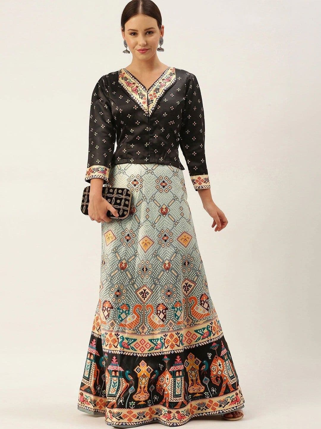 KAHIRAA WHOLETEX Printed Semi-Stitched Lehenga & Unstitched - view 1