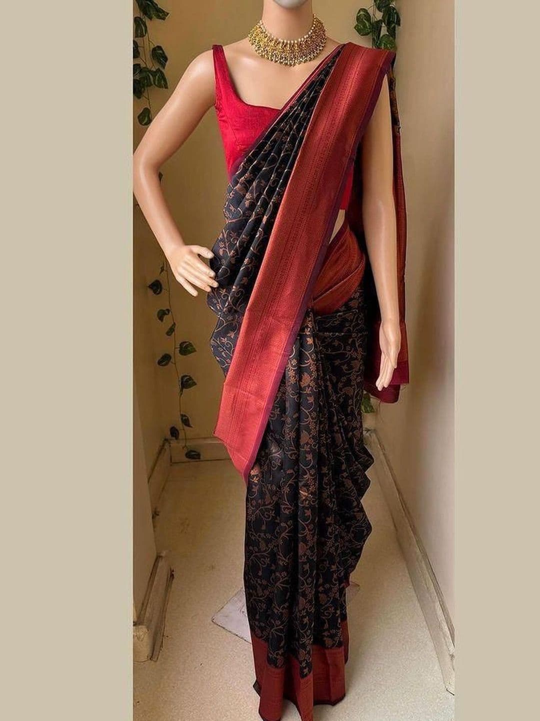 Luxvera Woven Design Zari Silk Blend Saree - view 1