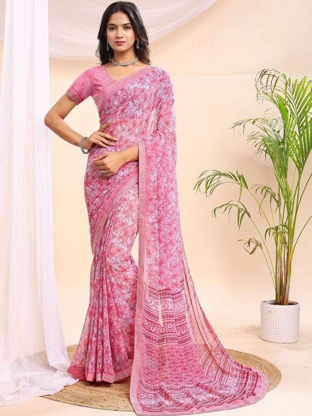 Leelavati Floral Printed Saree - view 1